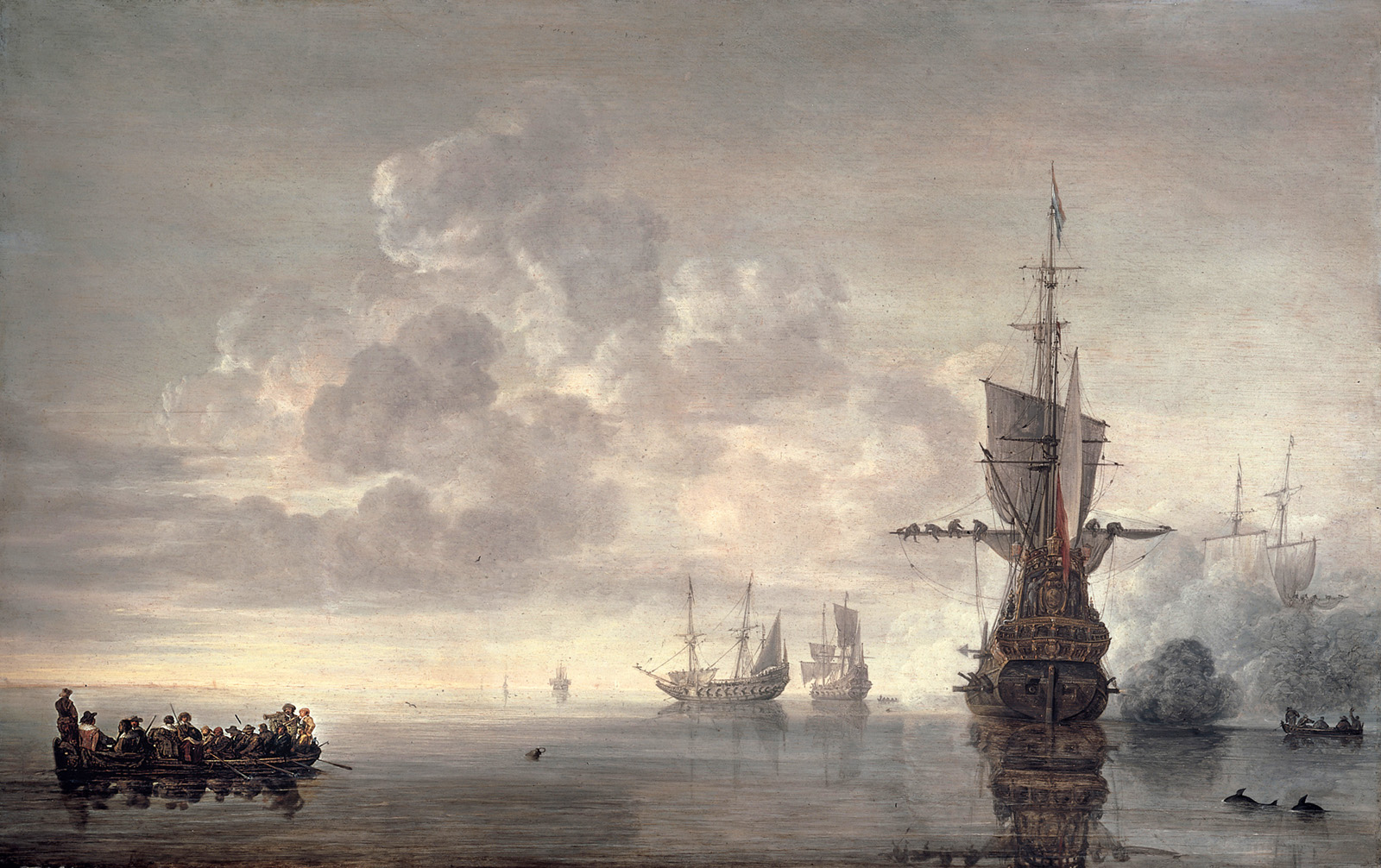 flagship aemilia fires a salut for admiral maerten harpertsz tromp